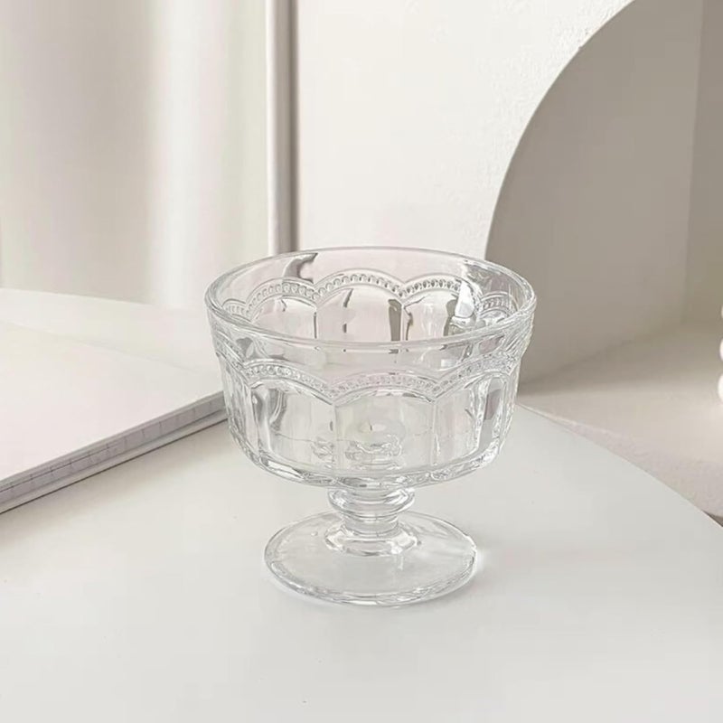 Boxonly Clear HighStem Ice Cream Cups Set of 2  Handmade Glassware for Ice Cream Yogurt and Desserts - Image 2