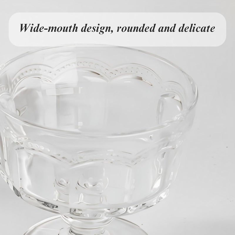Boxonly Clear HighStem Ice Cream Cups Set of 2  Handmade Glassware for Ice Cream Yogurt and Desserts - Image 4
