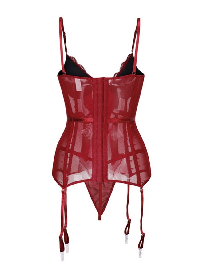 Loquat - Fashion Waistband V-Neck Corset Red - Image 1