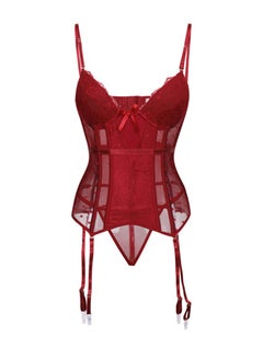 Fashion Waistband V-Neck Corset Red