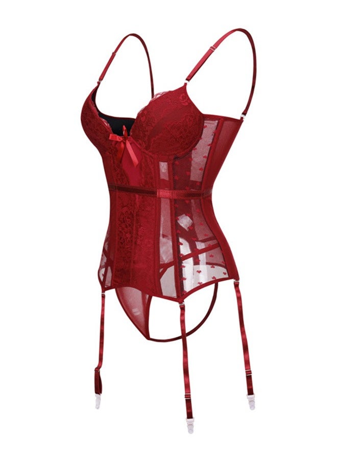 Loquat - Fashion Waistband V-Neck Corset Red - Image 1