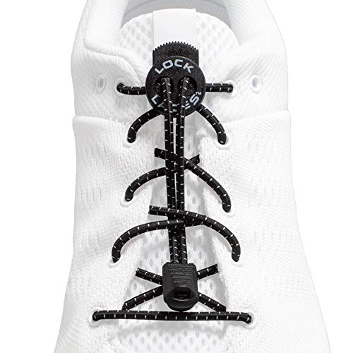 Lock Laces No-Tie Elastic Shoelaces (2-Pack) – One Size Fits All – Original Elastic Lacing Solution for Sneakers, Running & Athletic Shoes (Black-Black) - Image 2