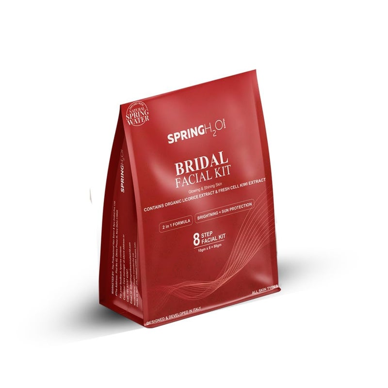 Spring H2O Bridal Facial Kit 80 gm 2 in 1 Formula BrighteningSun Protection  Enriched with Organic Licorice Extract and Fresh Cell KIWI Extract Simple 8 Step - Image 1