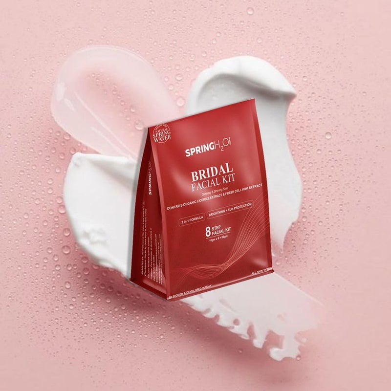 Spring H2O Bridal Facial Kit 80 gm 2 in 1 Formula BrighteningSun Protection  Enriched with Organic Licorice Extract and Fresh Cell KIWI Extract Simple 8 Step - Image 2
