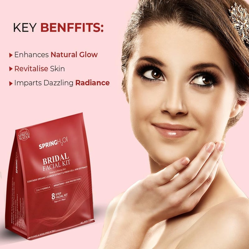 Spring H2O Bridal Facial Kit 80 gm 2 in 1 Formula BrighteningSun Protection  Enriched with Organic Licorice Extract and Fresh Cell KIWI Extract Simple 8 Step - Image 5