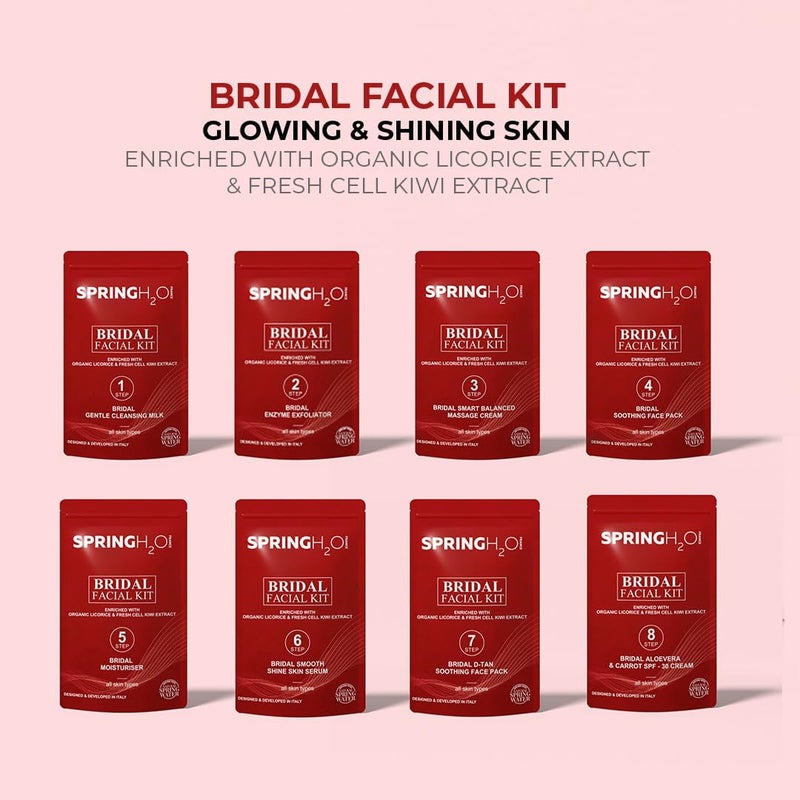 Spring H2O Bridal Facial Kit 80 gm 2 in 1 Formula BrighteningSun Protection  Enriched with Organic Licorice Extract and Fresh Cell KIWI Extract Simple 8 Step - Image 4