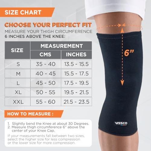 Vissco Spro Knee Cap Plus (Mild Support), Knee Support for Joint Pain Relief, Sports, Football, Cricket, Braces for Walking and Workout - Small (Black) - Image 5