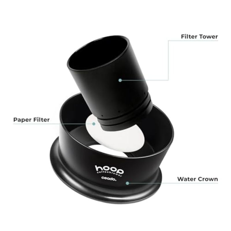 Hoop Filter Coffee Maker, Radial Infusion Brewer for Home/Office Use, Stainless Steel, Matte Black, No-Bypass Full-Bodied Extraction - Image 2