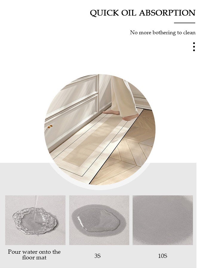 DUNISO طقم سجادات مطبخ من دياتوميت الفاخر 2 قطعة، غير قابلة للانزلاق، تجف بسرعة، تمتص الماء بشكل ممتاز، سجادات أرضية للمطبخ والحمام، تصميم هندسي عصري، سجادات قابلة للغسل للحوض، الغسيل، الدش (17.7 × 29.5 بوصة، 17.7 × 59 بوصة) - Image 3