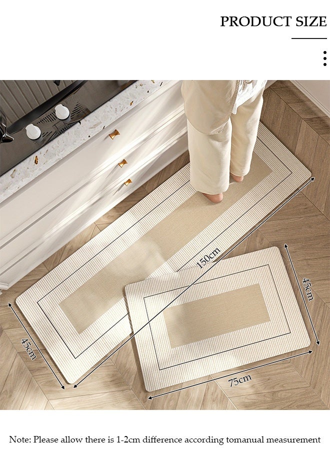 DUNISO طقم سجادات مطبخ من دياتوميت الفاخر 2 قطعة، غير قابلة للانزلاق، تجف بسرعة، تمتص الماء بشكل ممتاز، سجادات أرضية للمطبخ والحمام، تصميم هندسي عصري، سجادات قابلة للغسل للحوض، الغسيل، الدش (17.7 × 29.5 بوصة، 17.7 × 59 بوصة) - Image 2