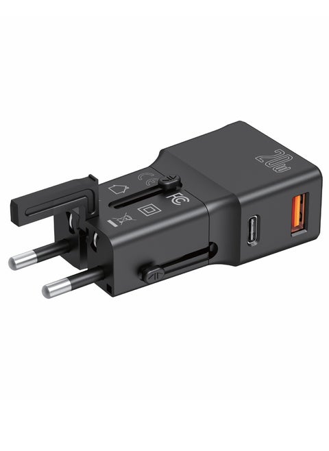 20W QC 3.0 Dual Port Fast Charger - Compact Wall Adapter for iPhone and Android - 20 Watt PD Charger Block for Mobile Phone, Portable and Fast Charging with 1 USB-C and 1 USB-A Ports
