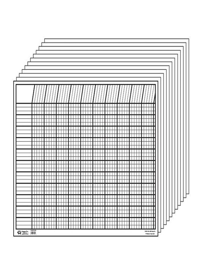 SHAPES ETC. Horizontal Charts Set of 12 White- Perfect for Encouraging Positive Reinforcement, Tracking Goals, Chores, Classroom assignments and Responsibilities.