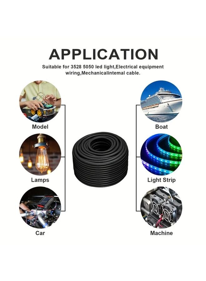 18AWG أسود 328 قدم سلك كهربائي مرن كابل نحاسي مطلي بالألومنيوم 12 فولت 24 فولت تيار مستمر لشريط إضاءة LED - Image 5