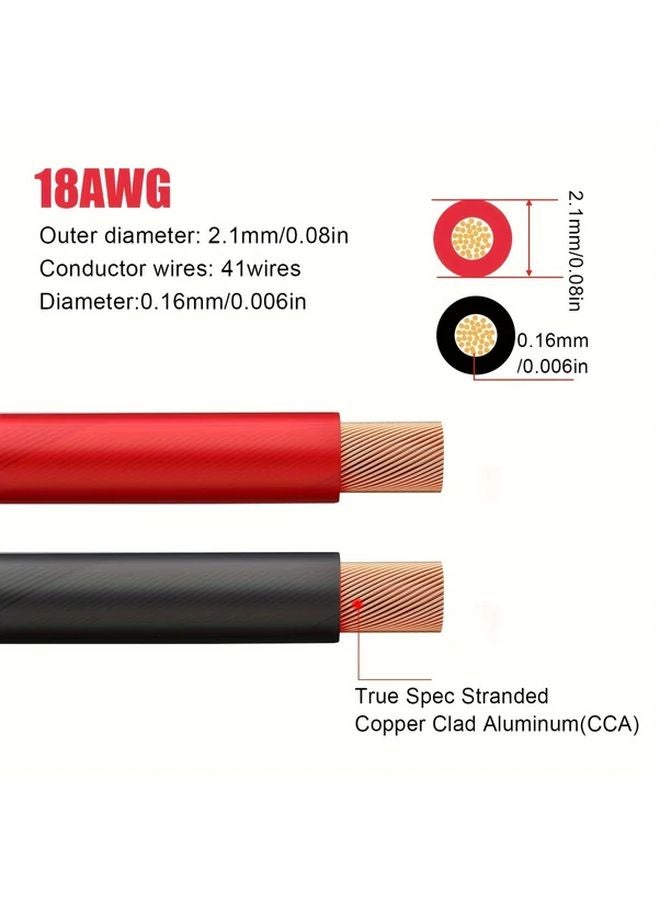 18AWG أسود 328 قدم سلك كهربائي مرن كابل نحاسي مطلي بالألومنيوم 12 فولت 24 فولت تيار مستمر لشريط إضاءة LED - Image 3