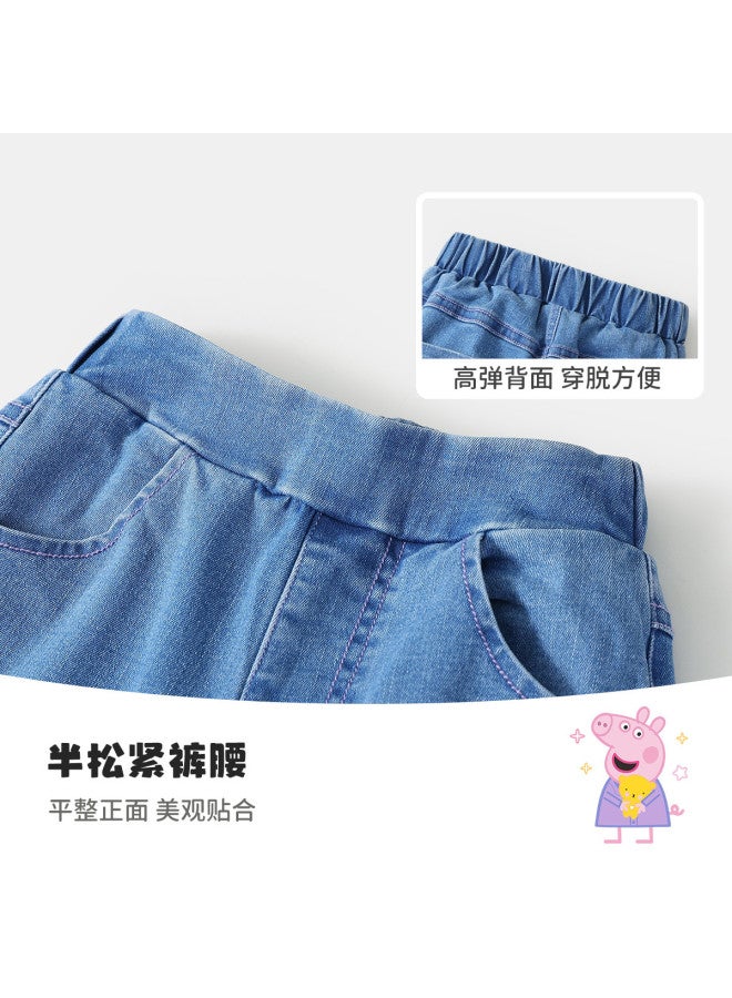 peppa Pig Spring Girls' Versatile Casual Cotton-feel Denim Pants - Image 5