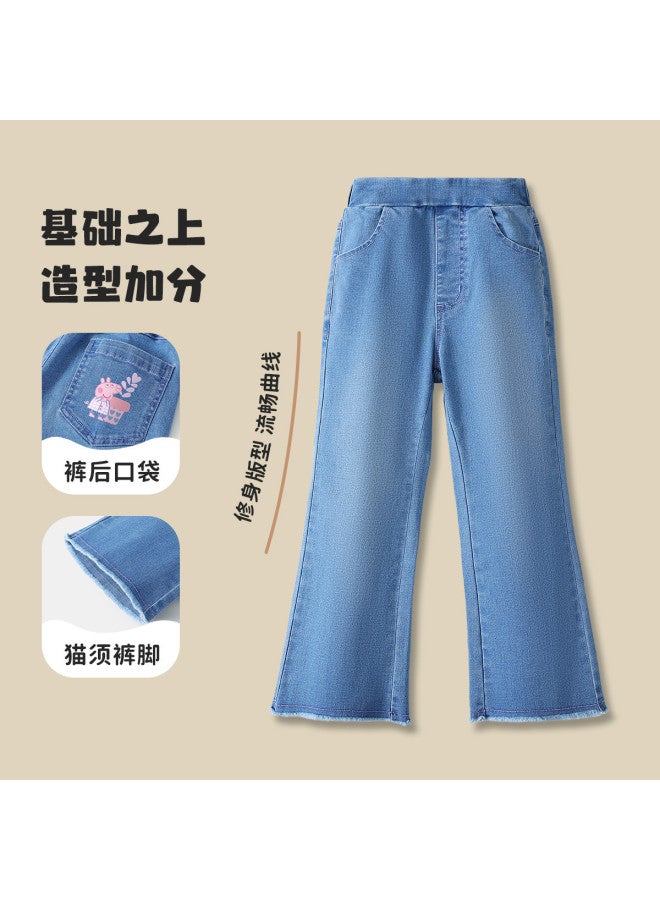 peppa Pig Spring Girls' Versatile Casual Cotton-feel Denim Pants - Image 3