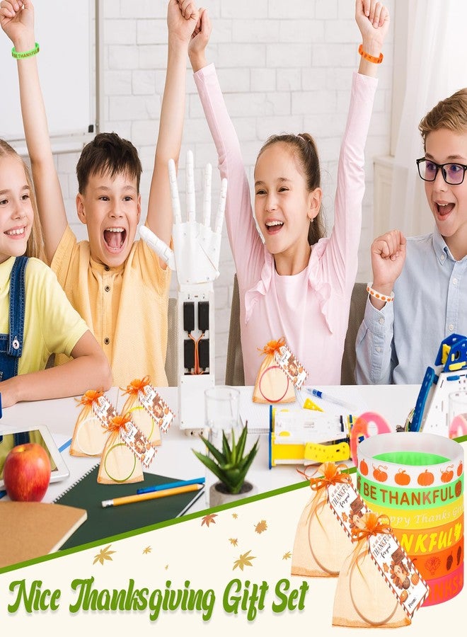 Liliful 72 Pcs Thanksgiving Fall Party Favors for Kids 24 Set Turkey Silicone Wristbands with Gift Tags and Organza Bags Thanksgiving Friendsgiving Goodie Bags for Classroom Students(Fall Style) - Image 5