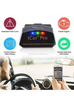 Vgate Vgate iCar Pro Bluetooth 4.0 OBD2 Fault Code Reader OBDII Code Scanner Car Check Engine Light iOS iPhone iPad Android Compatible ELM327 Adapter  - Image 2