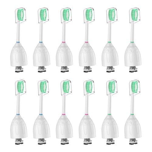 HAPPYMOMO Replacement Toothbrush Heads for Philips Sonicare E-Series/Essence/Xtreme/Elite and Other Screw-on Electric Toothbrush Models, 12 Pack, Dupont Bristles - Image 1