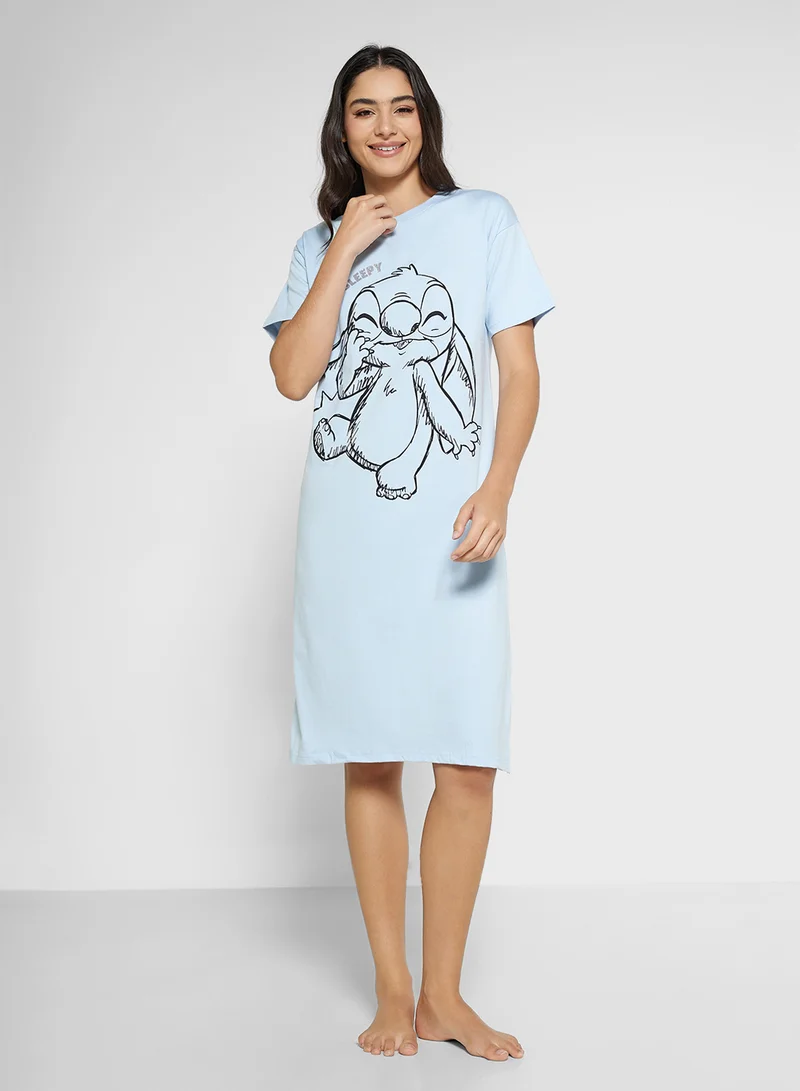 ديزني Stitch Graphic Print Night Dress