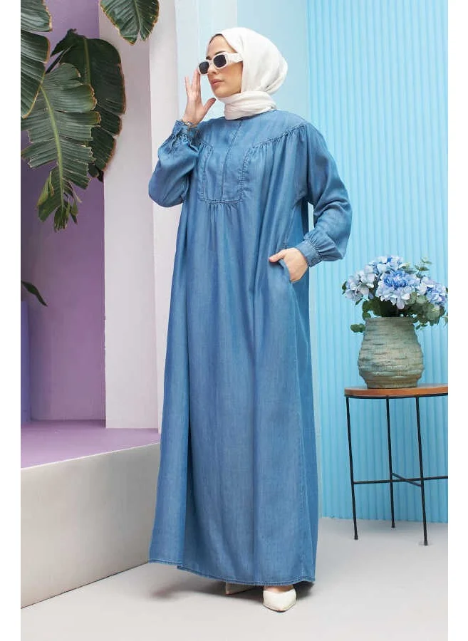 Neways 6634-TENSEL Denim Dress Dark Blue