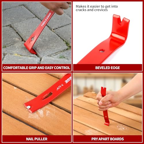 TOOLEAGUE 3Pcs Mini Flat Pry Bar Set,5-1/4",7-1/4"Small CrowBar,9-1/4" Beekeeper Scraper with Nail Puller,Woodworking Tools,Bee Hive Tool - Image 4