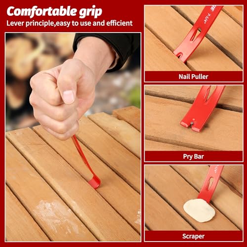TOOLEAGUE 3Pcs Mini Flat Pry Bar Set,5-1/4",7-1/4"Small CrowBar,9-1/4" Beekeeper Scraper with Nail Puller,Woodworking Tools,Bee Hive Tool - Image 5