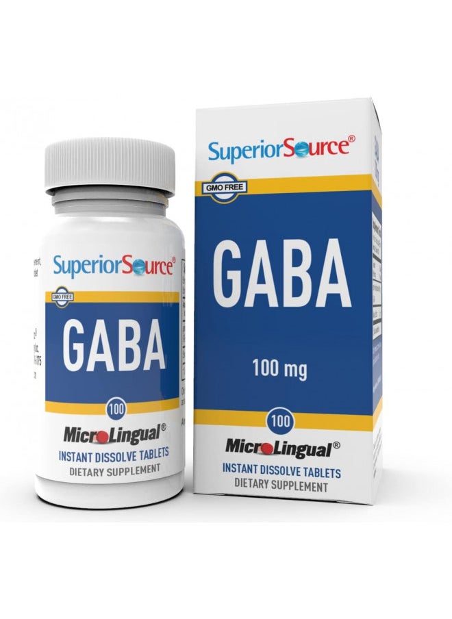 Superior Source Superior Source GABA 100 mg, Quick Dissolve MicroLingual Tablets, 100 Count, Brain Health Support, Promotes a Relaxing Effect & Positive Mood, Stress & Sleep Support, Non-GMO  - Image 1