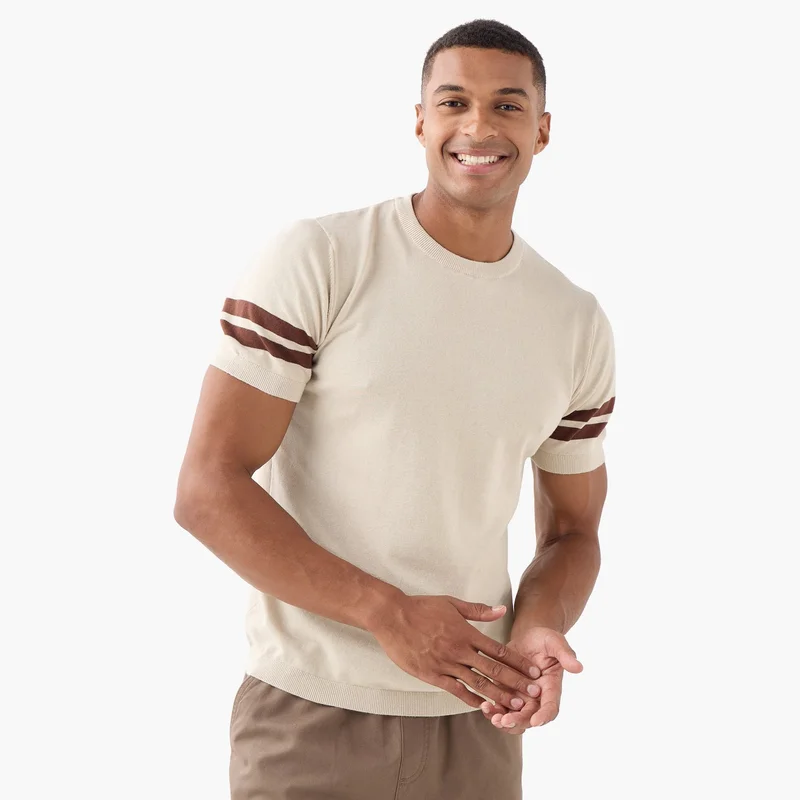 Splash FAV Stripe Detail Crew Neck T-shirt