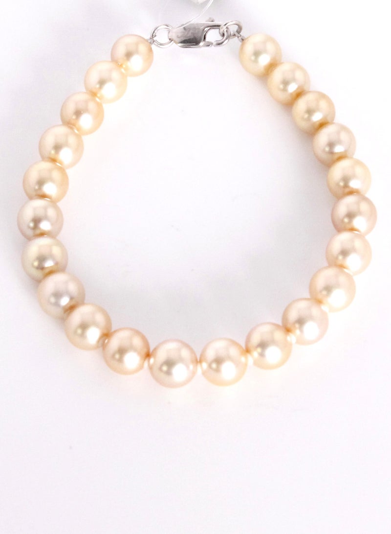 MIKURA Bracelet 1st Strand 19Cms, Japanese Akoya Pearls, B Quality, Treated Gold Color, 8.0-7.5MM, 18KW  - Image 1