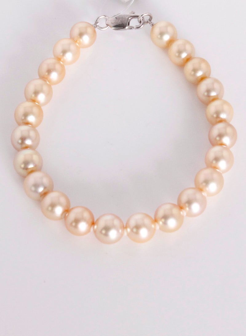 MIKURA Bracelet 1st Strand 19Cms, Japanese Akoya Pearls, B Quality, Treated Gold Color, 8.0-7.5MM, 18KW  - Image 2