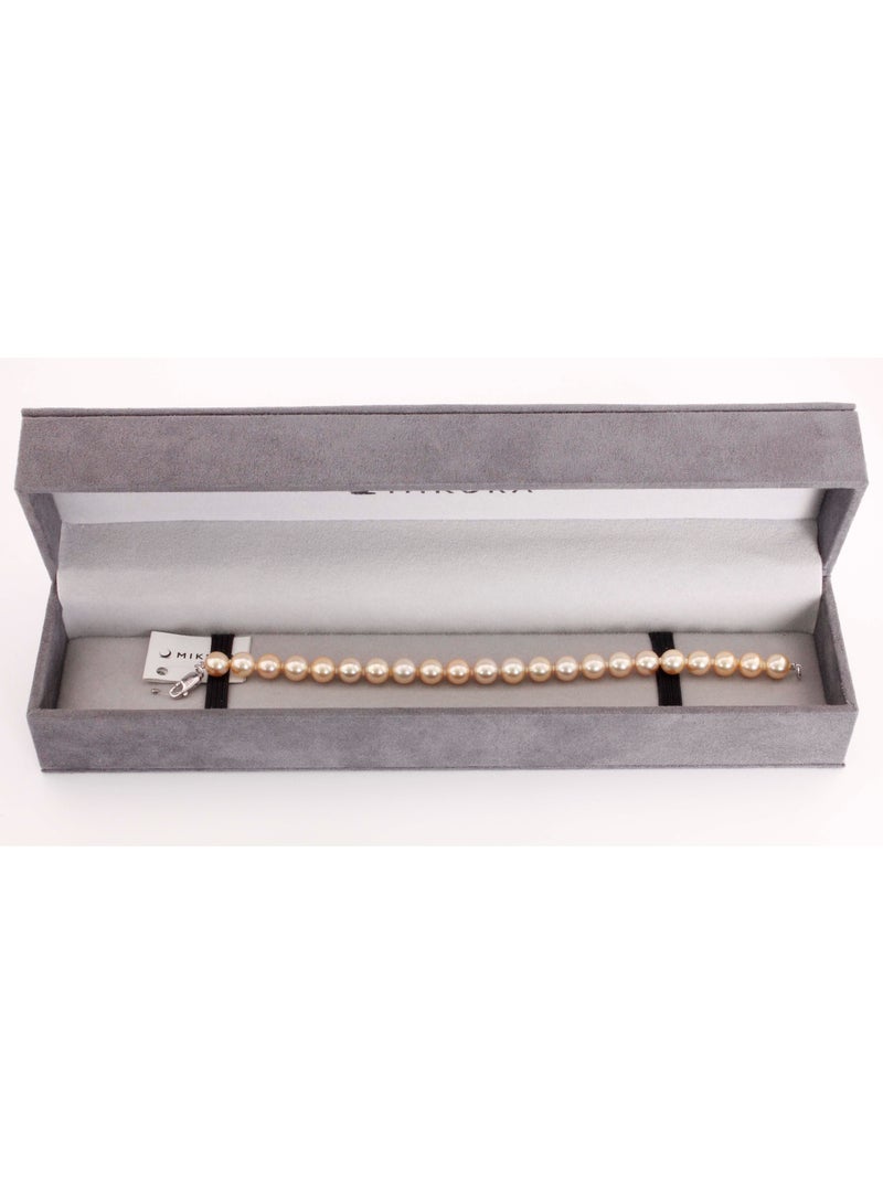 MIKURA Bracelet 1st Strand 19Cms, Japanese Akoya Pearls, B Quality, Treated Gold Color, 8.0-7.5MM, 18KW  - Image 3
