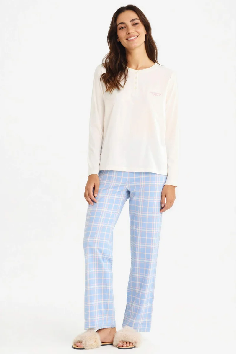 DeFacto Fall in Love Regular Fit Top Bottoms 2 Piece Pajama Set