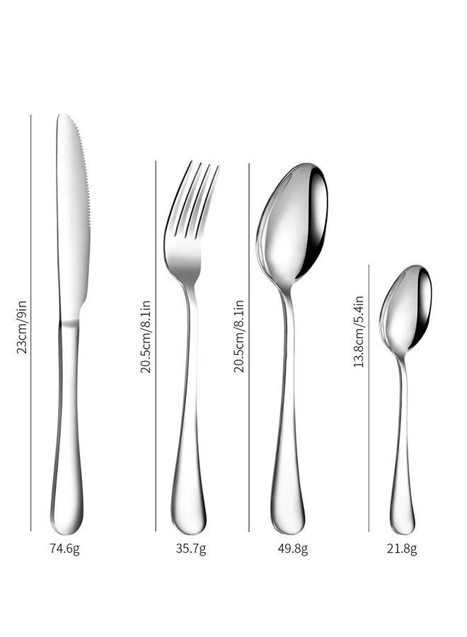 وفوفا 24 قطعة من الفولاذ المقاوم للصدأ مجموعة من أدوات الطعام مع عقد الوقوف SilverFlatware أدوات بما في ذلك سكين العشاء والشوكة وملعقة ملعقة شاية وحامل مناسبة لـ 6 أشخاص ، مطبخ منزلي أدوات طاولة الطعام ، استخدام العشاء ، سهلة التخزين ، سلامة غسالة الصحون - Image 3