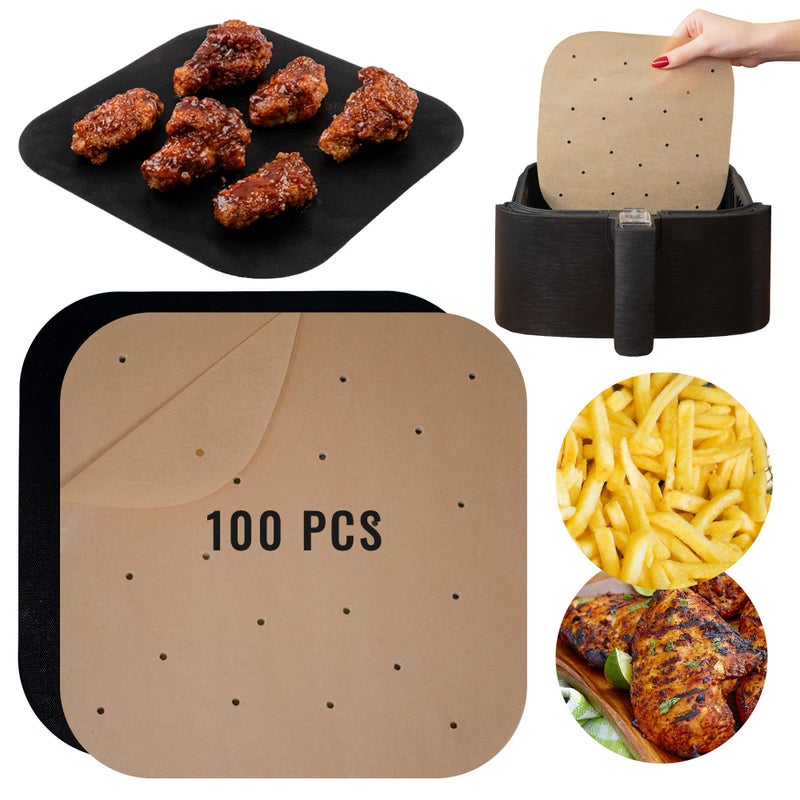 INFRAOVENS Air Fryer Liners Compatible with Bella Chefman Comfee Cosori Dash Nuwave Brio Philips and More  Unbleached Air Fryer Parchment Paper Sheets PreCut 100pcs 