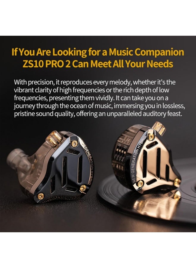 KZ ZS10 Pro 2 in Ear Monitor Headphone,KZ 4-Level Tuning Switch Headphone Multi Driver in Ear IEM Earphone,Upgraded 1DD+4BA Gaming Wired Earbuds with 2Pin Cable for Audiophile (Black, With Mic) - Image 5