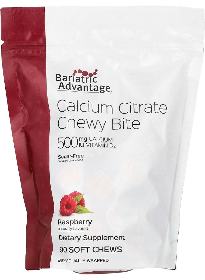 Bariatric Advantage Calcium Citrate Chewy Bite Sugar-Free Raspberry 90 Soft Chews
