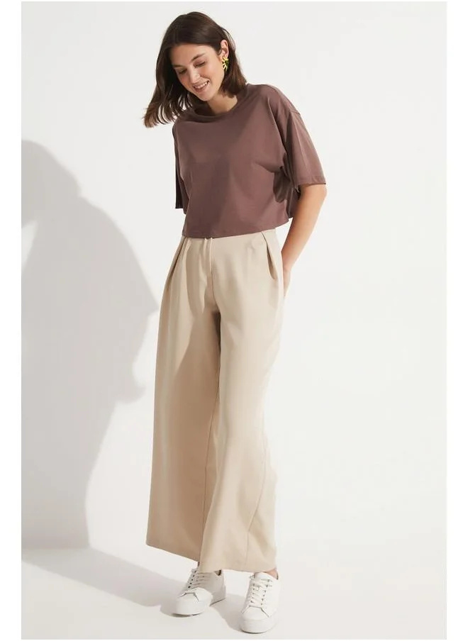 JUNE June 100% Cotton Loose Crop T-Shirt