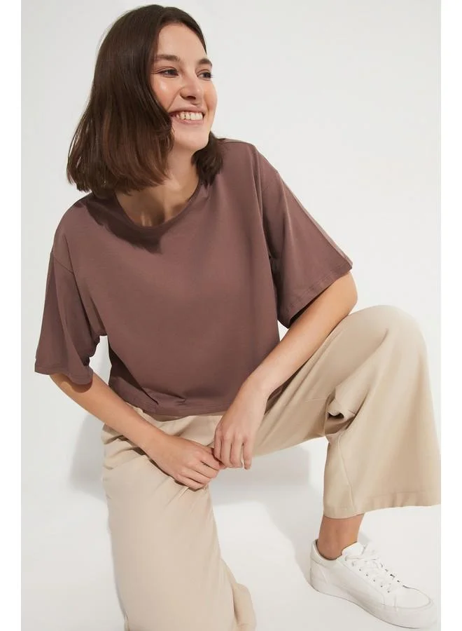 جون June 100% Cotton Loose Crop T-Shirt