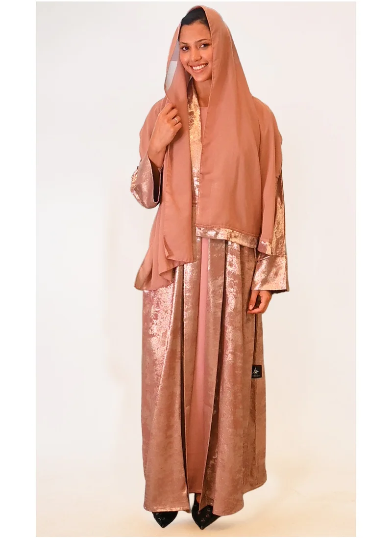 جميلة Midnight Glitz Pink Satin Foil Abaya