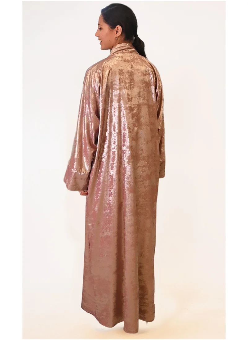 جميلة Midnight Glitz Pink Satin Foil Abaya