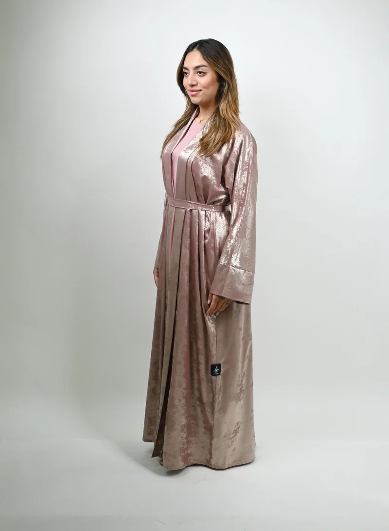 JAMEELA Midnight Glitz Pink Satin Foil Abaya