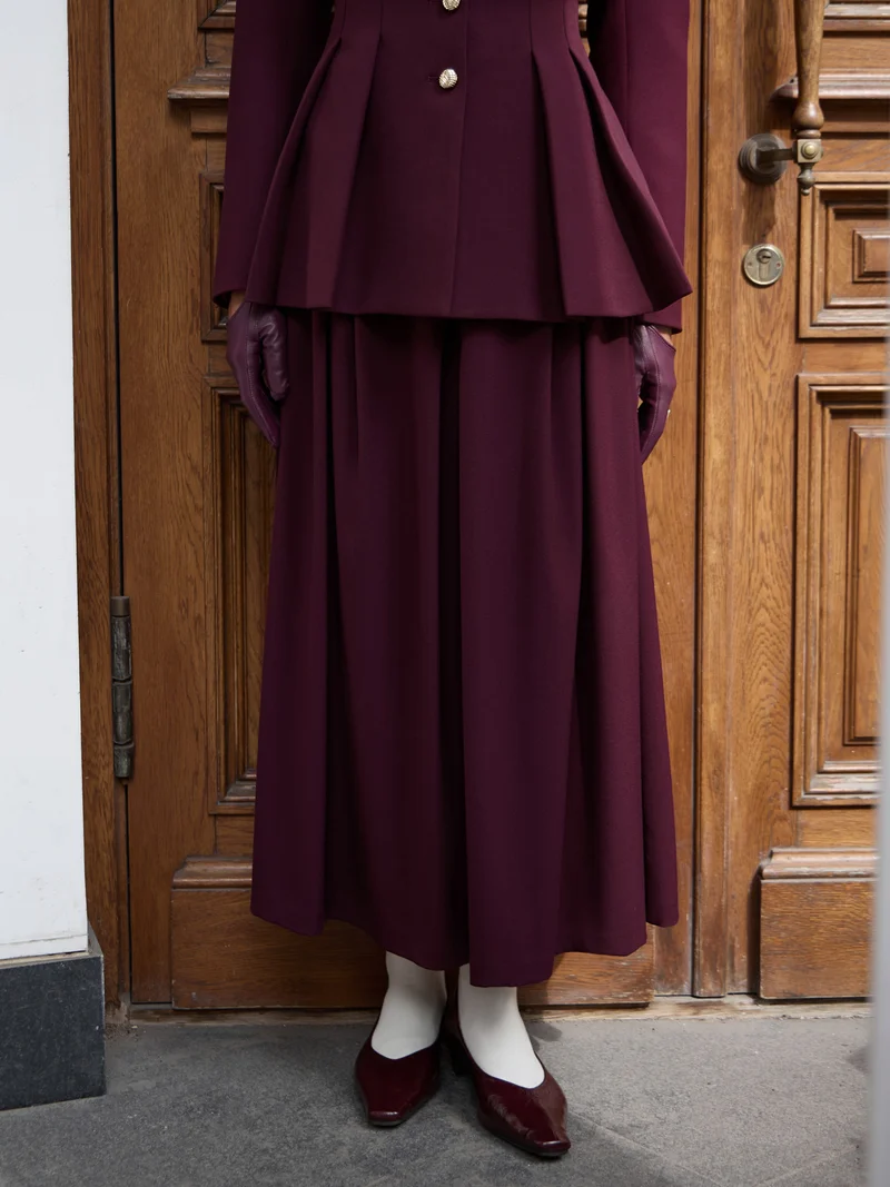 Lichi Flared midi skirt with waist pleats