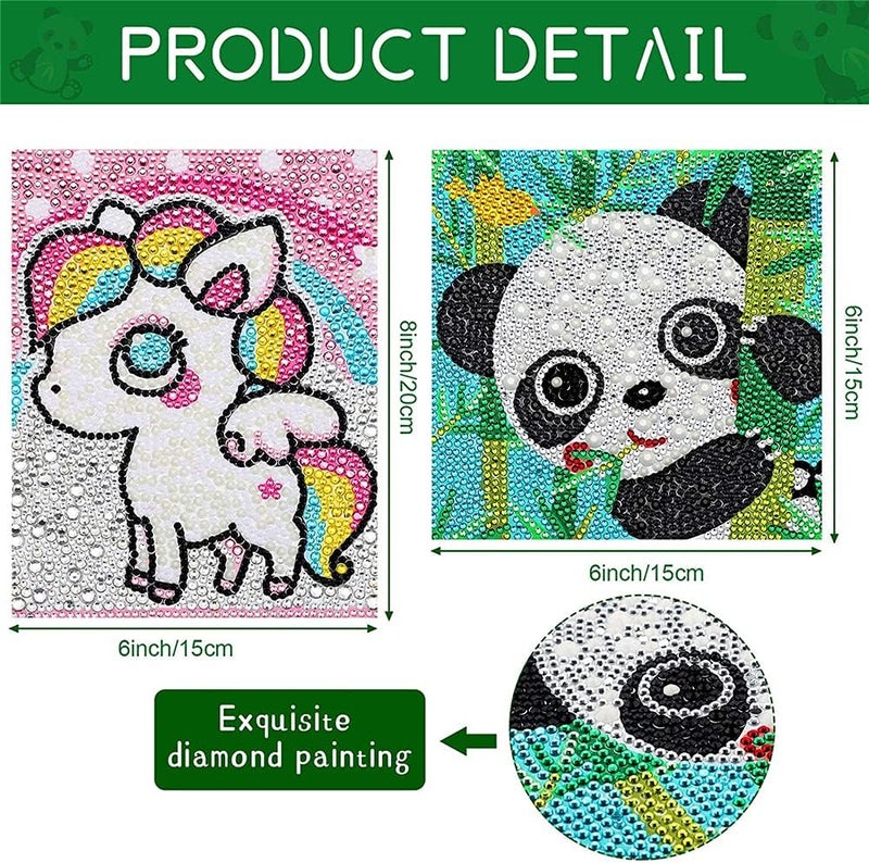 Diamond Painting Kit, 4 Pieces 5D Diamond Painting Kit for Kids Full Drill Painting by Number Kits for Beginners DIY Rhinestone Art Craft Set for Home Office Wall Decor (Cute Style) - Image 2