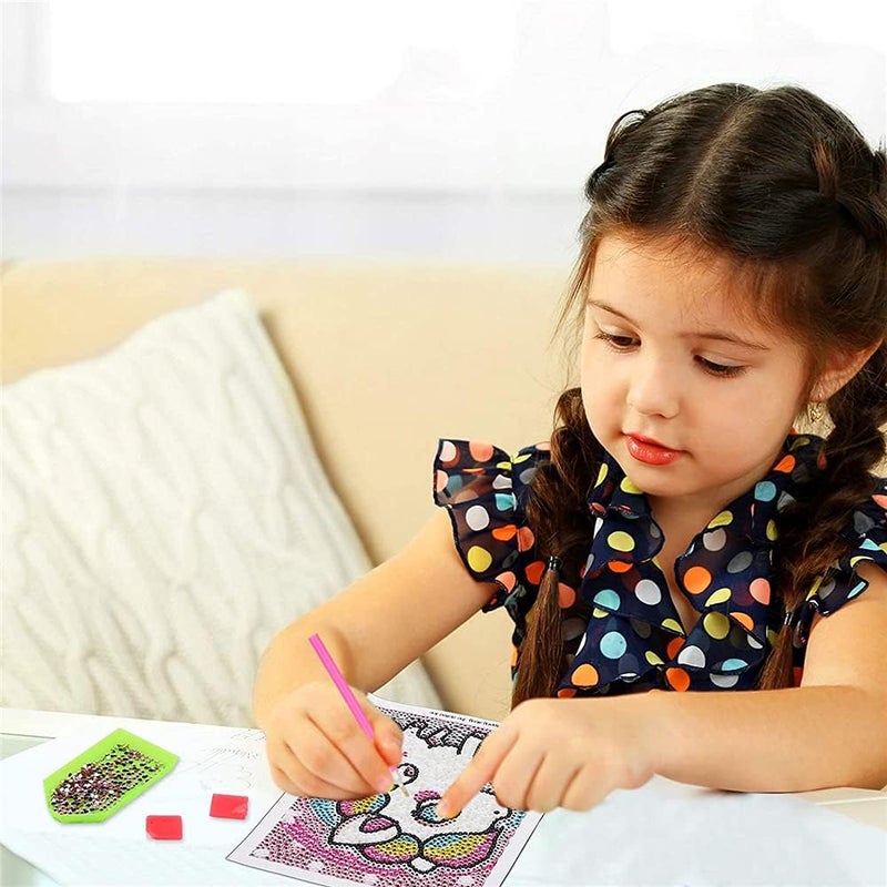 Diamond Painting Kit, 4 Pieces 5D Diamond Painting Kit for Kids Full Drill Painting by Number Kits for Beginners DIY Rhinestone Art Craft Set for Home Office Wall Decor (Cute Style) - Image 4