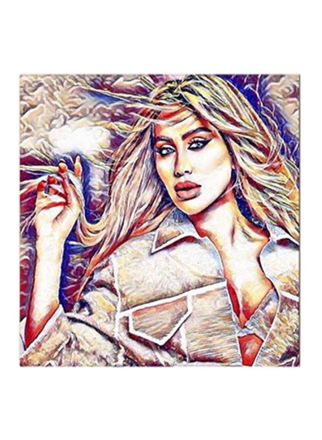 RYN Maya Diab MDF Wall Art Painting White/Red 30x30centimeter - Image 1