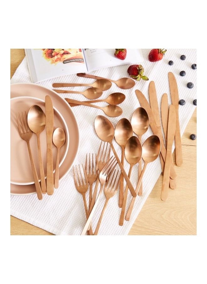 NIBEMINENT - 24-Piece Copper Matte Finish Festive Cutlery Set Brown 22cm - Image 1