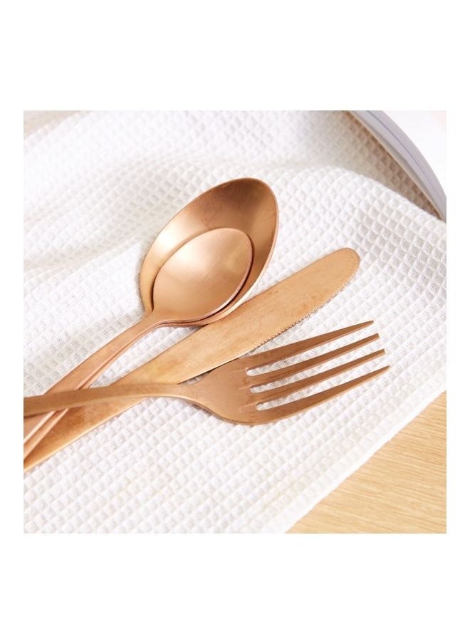 NIBEMINENT - 24-Piece Copper Matte Finish Festive Cutlery Set Brown 22cm - Image 1