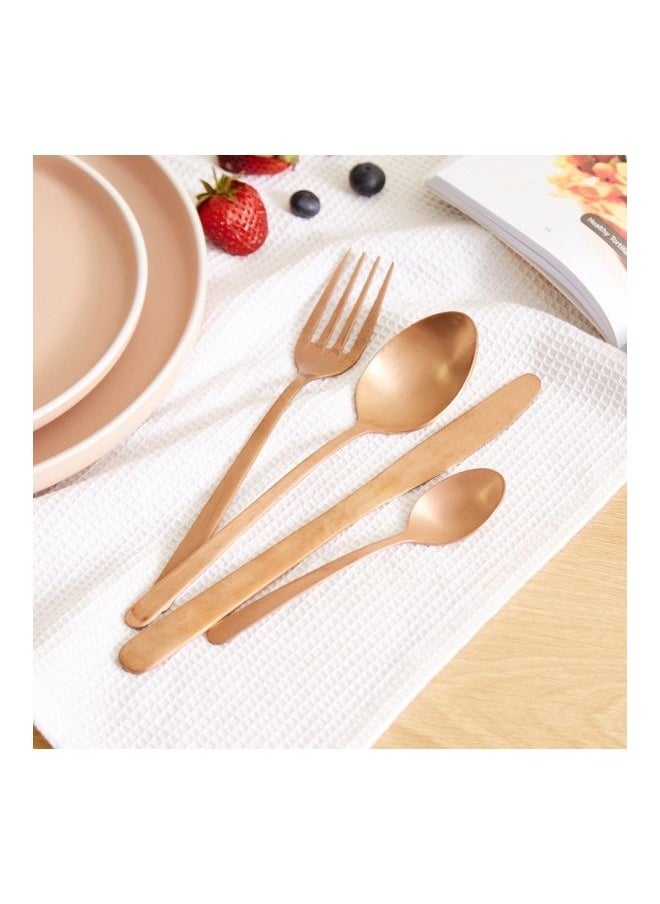 NIBEMINENT - 24-Piece Copper Matte Finish Festive Cutlery Set Brown 22cm - Image 1