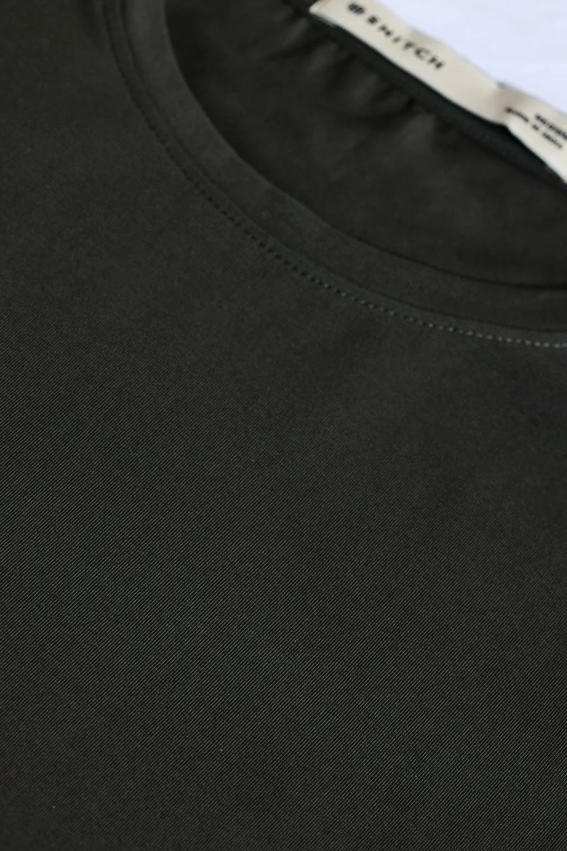 SNITCH Slim Fit 4-Way Stretch Dark Green T-Shirt